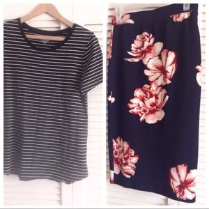 Striped Top and pencil skirt bundle